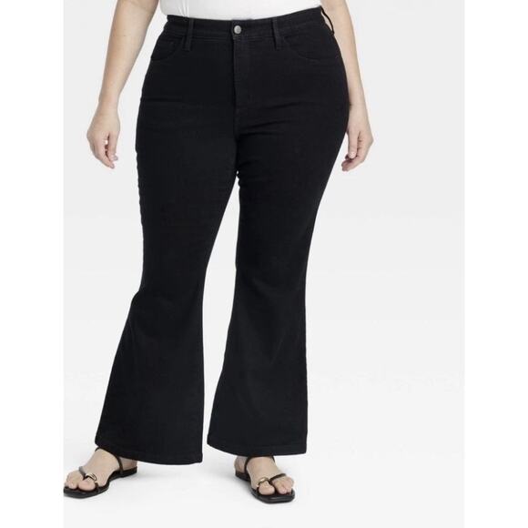 Ava & Viv Flare High-rise Fitted Hip and Thigh Black Jeans Size 22 - Picture 1 of 13